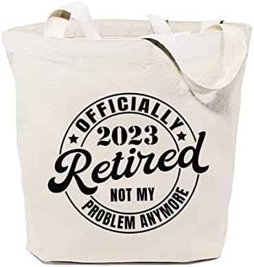 GXVUIS aposentou oficialmente 2023 Saga de tela para mulheres sacolas de compras de mercearia reutilizáveis ​​presentes de aposentadoria