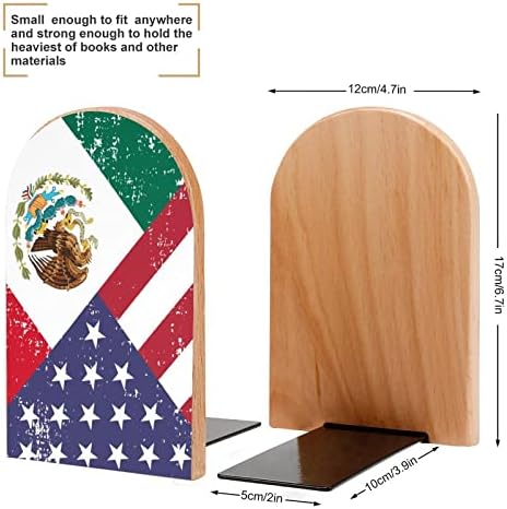 Vintage Us México Flag Grandes Livros de madeira Modern Decorative Bookshelf Book Stopper Desk Shelf Setors de 2 Conjunto de 2