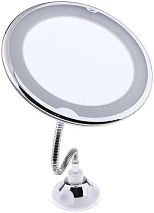WSSBK Flexível Goba flexível 10 10 x Magando o espelho de maquiagem LED LED, espelho de vaidade do banheiro com forte copo de sucção,