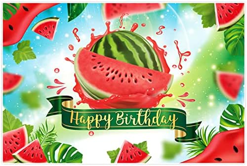 Funnytree 68 x 45 Passo aquático de aniversário de verão 1º Bday One em Melon Party Banner Fruit Tropical Leave