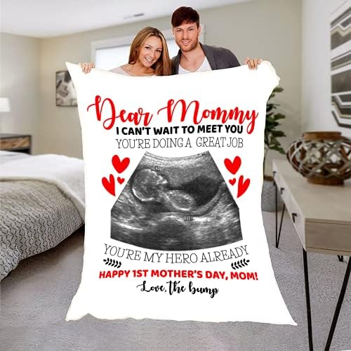 Cobertor de foto de sonograma personalizado para os pais serem personalizados de foto de ultrassom para a primeira vez mamã