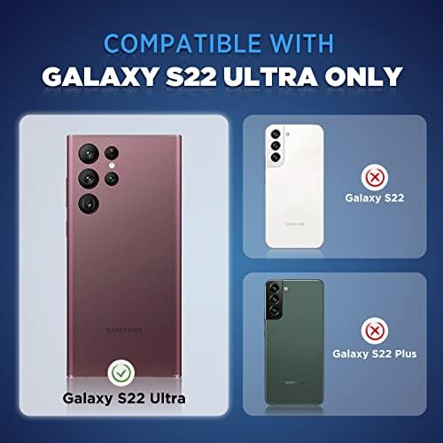 [3+2 PCs] Doxlion para o protetor de lente da câmera Ultra Samsung Galaxy 3D S22, Atualizado 9H de vidro temperado Protetor de câmera colorida original para Galaxy S22 Ultra