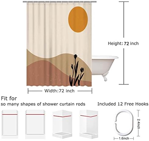 Curta do chuveiro moderno do Sun Modern, moderno, abstrato abstrato minimalista estética Terracota Curtins de chuveiro