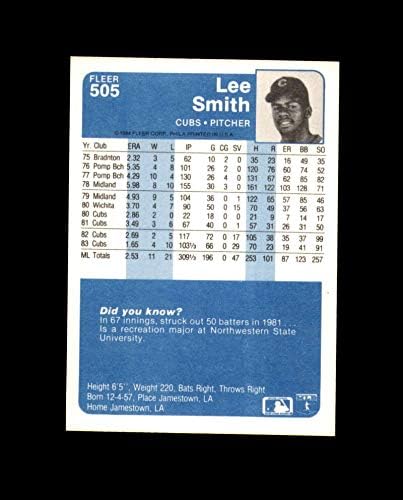 Lee Smith assinou a mão de 1984 FLEER Chicago Cubs Autograph