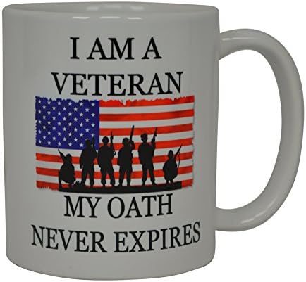 Veterano militar caneca de caneca EUA American American Eu sou um veterano meu juramento nunca expira o presente