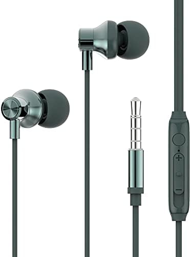 Fones de ouvido com fio Hi-Fi Sound Headphones Handsfree Mic fone de ouvido de metal de metal, fones de ouvido compatíveis com