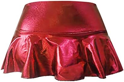 Mulheres Faux Leather Ruffle mini mini -saias curtas figuras skatista em camadas de dança de dança miniskirts clubwear