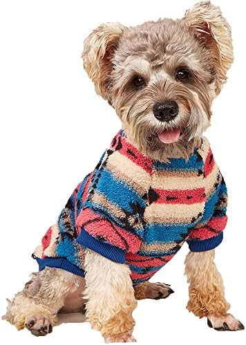 Suéter listrado de cachorro mais shier para cães pequenos, roupas de inverno para cachorro para cachorro menino menina azul, cachorro