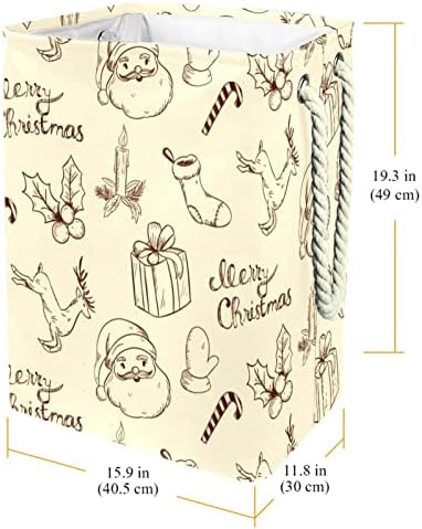 Indomer desenho à mão desenhada de Natal Lavanderia grande cesto de roupas prejudiciais à prova d'água cesta de roupas para roupas