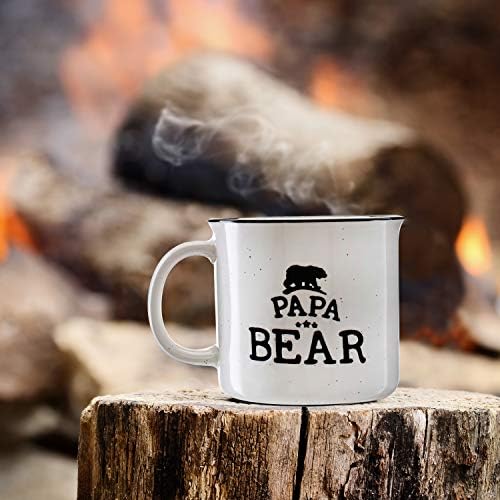 PAPA URSO BJEWARE DE CAMPFIGA GRAVADA DE CAMPFIGA GRAVAÇÃO - Branco - 15 oz, Presentes do Dia dos Pais - Caneca de Coffee Retro