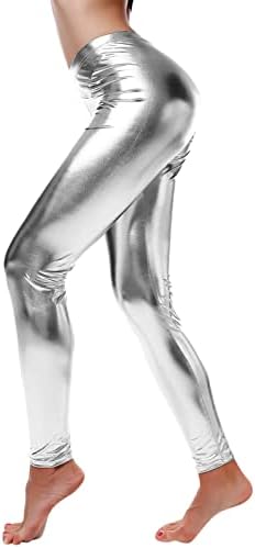 Leggings femininos de Yalfjv Pacote de leggings de leggings de leggings calças calças da cintura Mulheres parecem couro molhadas femininas