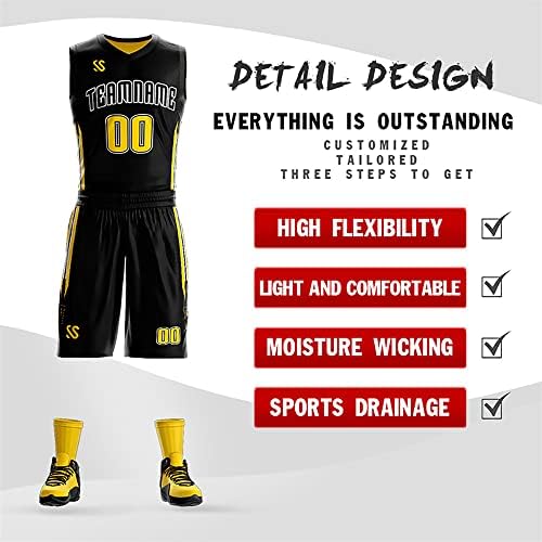 Jersey de basquete personalizado uniforme reversível Adicione qualquer nome de nome da equipe colete esportivo personalizado