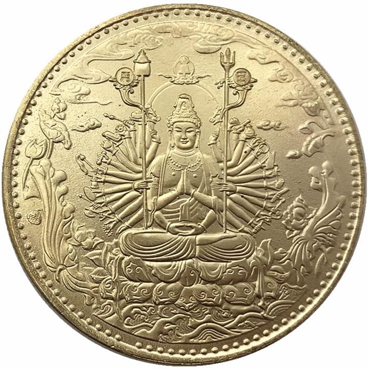 Estátua de mil e guanyin buda comemorativa moedas de ouro moedas de prata moedas de cobre zen moedas tocar moedas de ornamento