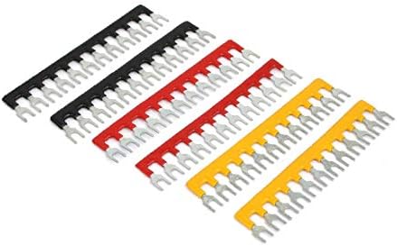 X-Dree 6pcs Fork Tipo 12 Posções Bloco de tira terminal Preto amarelo vermelho 600V 25A (6pcs Tipo de horquilla 12 posicionas