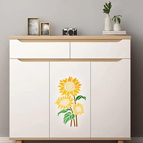 Estêncil de girassol para pintura, estêncil floral de mais de 8x11 polegadas de girassol, estêncil floral, estênceis reutilizáveis
