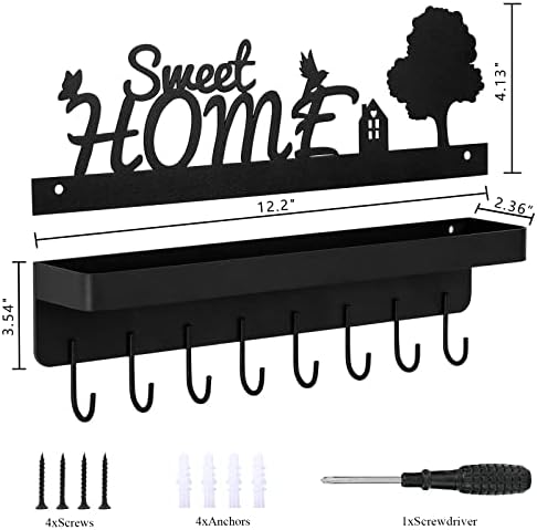 Chave HLWDFLZ e suporte para o correio para parede - 2 polegadas de 2 polegadas para decoração de parede com 8 ganchos -chave para