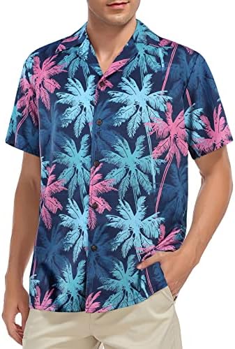 Camisas havaianas para homens Button Casual Down Beach camisetas masculinas Camisas florais de manga curta