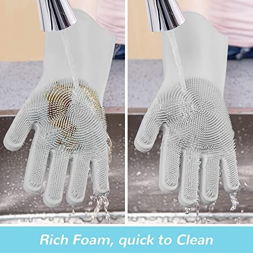 Winmore Atualize luvas de lavagem de silicone, pontas de dedos com cerdas de limpeza de cerdas - resistente ao calor com lavadores