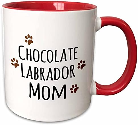 3drose 154147_5 Chocolate Labrador Dog Mom-Lab Brown Paw Prig caneca, 1 contagem, vermelho