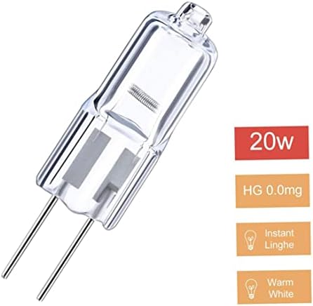 Jorzer halogen 20w 12V de cápsula de extremidade única lâmpadas, acabamento transparente, branco brilhante, base bi-pino, 10 pacotes