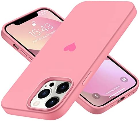 JMLTech Silicone iPhone 14 Pro Max Caso fofo amante de coração feminino com capa de telefone protetora de revestimento de microfibra