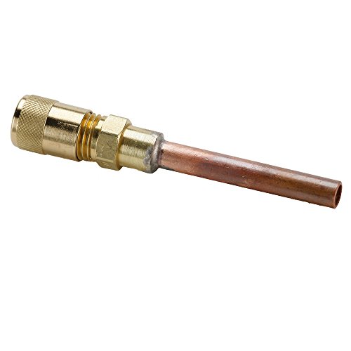 Válvula de acesso à refrigeração do Parker Avuse-8, Flare to Tube, Brass, SAE Male Flare e Solda estendida Tubo de cobre, 1/4 e 1/2