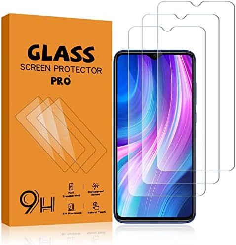 Protetor de tela de pacote KKEIKO 3 Compatível com Xiaomi Redmi Note 8 Pro, protetor de tela de vidro temperado para Xiaomi Redmi Note 8 Pro, amigável para casos, dureza 9H, resistente a arranhões