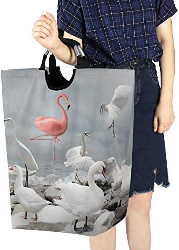 senya flamingo e pássaros brancos cestas de lavanderia cesto de lavanderia dobrável com lavanderia dobrável