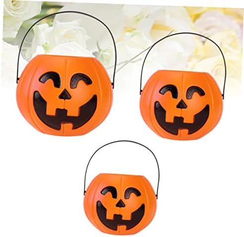 Favomoto 3pcs Pumpkin Bucket Miniture Decoration Para Cuartos Decor Decor Halloween Candy Thilder Truque ou Treat Kit Kit de Halloween