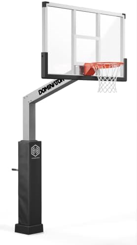 Dominator Premium Inground Ajuste Basketball Hoop - 72 de bordo com 4 'Overhang - NBA/ NCAA Regulamento Ajuste Ajuste Gola