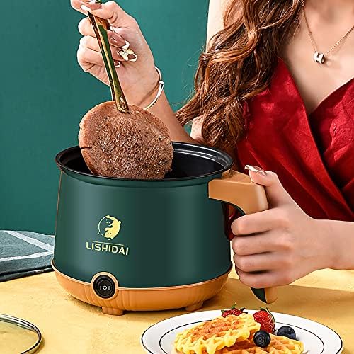 Wilzoe Electric Hot Pot, Mini Hot Pot, Pote de Macarrão Elétrico, Pote Elétrico, Poente Ramen, Poente de Bancinho de Macarrão Elétrico, Multi-Funcional Pequeno Pote Não-Creque para Macarrão, Pasta, bolinhos, sopa, mingau, 1,8L