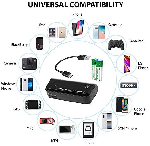 Carregador de viagem portátil de bateria AA Compatível com asus zenscreen mb16acv e reaparer de emergência com luz LED!