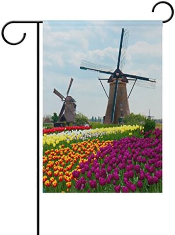 Moda de vento holandesa Ethel Etel Ernest com tulipas bandeira familiar de dupla face poliéster bandeira de bandeira ao ar livre
