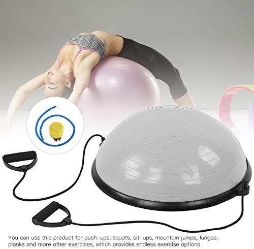 Luqeeg Half Balance Ball, Yoga Ball Balance Trainer com faixas de resistência e bomba de pé, 23 polegadas de bola