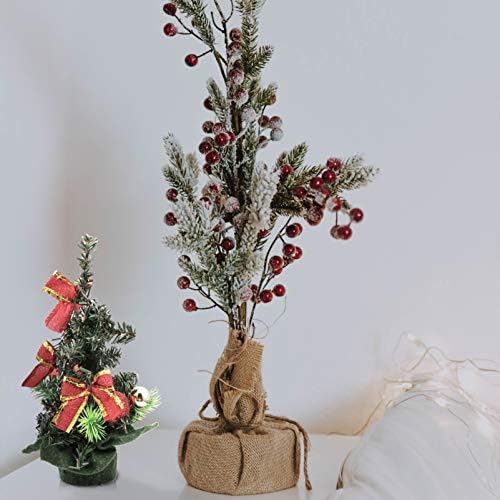 Nuobesty 2pcs comprimido árvore de Natal Mini pinheiro de Natal com poinsettia flor bow ball ornamento de férias em vaso de férias