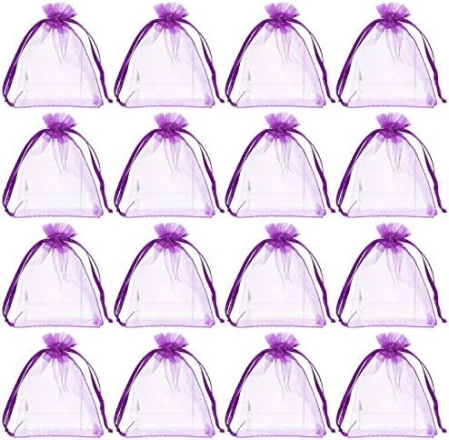 Hemoton 100pcs de Natal Organza Bolsa de doces de jóias de jóias de jóias de jóias Bolsa de presente Bolsa de lavanda Favor de malha