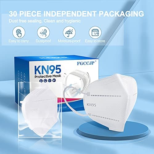 KN95 Máscara facial de 30pcs máscaras faciais descartáveis ​​Segurança compactada 5 camadas Máscaras de poeira de copo respirável Filtração> 95% para adultos homens homens homens