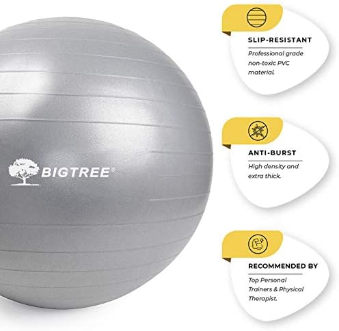 Bigtree Yoga Ball Upgrade Exercício Fitness Core de estabilidade Equilíbrio força 600 libras Capacidade Anti-Burst Poedia