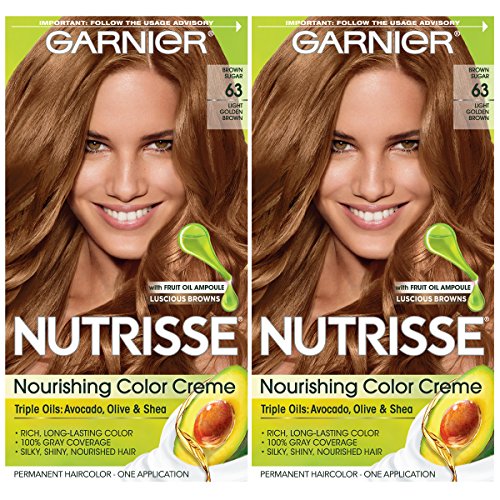 Garnier Hair Color Nutrisse Nourishing Creme, 63 tinta de cabelo permanente marrom dourada clara, 2 contagem