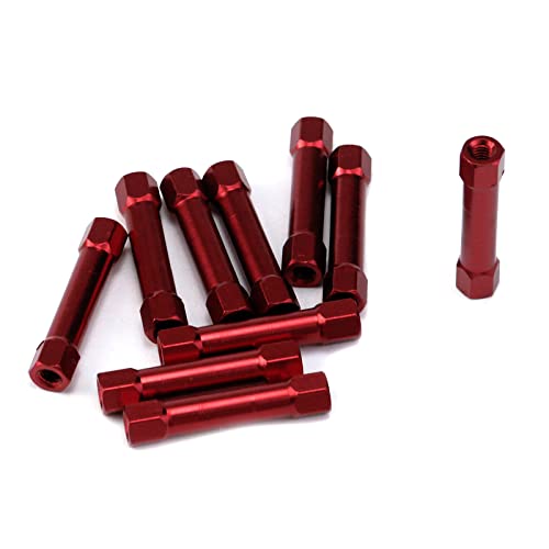 HNGSON 10PCS STAPEOFF SPAPER SPACER SPACER RED HEX STAPEFF SPACER M3 × 25mm, para RC Airplane, CNC, modelo DIY