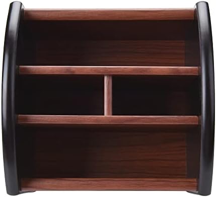 Organizador de mesa de madeira de Siveit, 4 compartimento de gotas giratórias de desktop de área de mesa