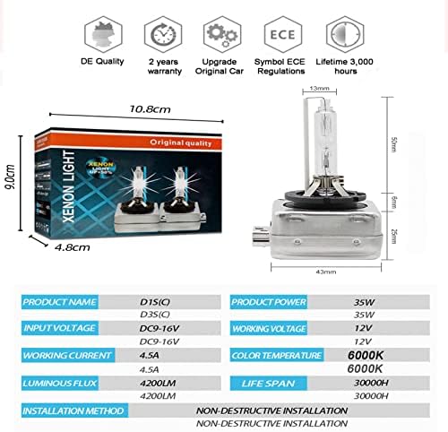 BLXECKY D1S Xenon Hid Bulbos de farol, 35W 6000k White White Alta baixa lâmpadas de farol de reposição de feixe, 66144 66140 85415C1