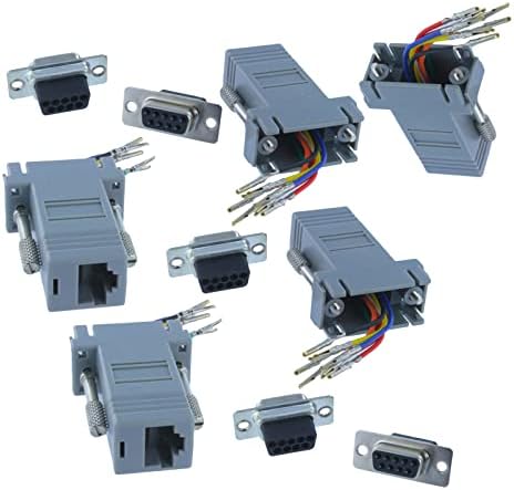 Adaptadores modulares dagijird 5pcs convertem db9 9 pinos rs232 port serial fêmea para rj45 adaptador de rede feminina