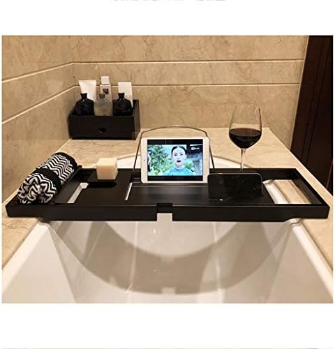 Xofine Rack de banheiro de madeira, banheira portátil rack de armazenamento multifuncional, para banheira com barras