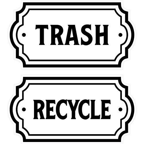 Símbolo do logotipo de reciclagem e lixo - elegante visual dourado para latas de lixo, recipientes e paredes - Decalque de vinil laminado