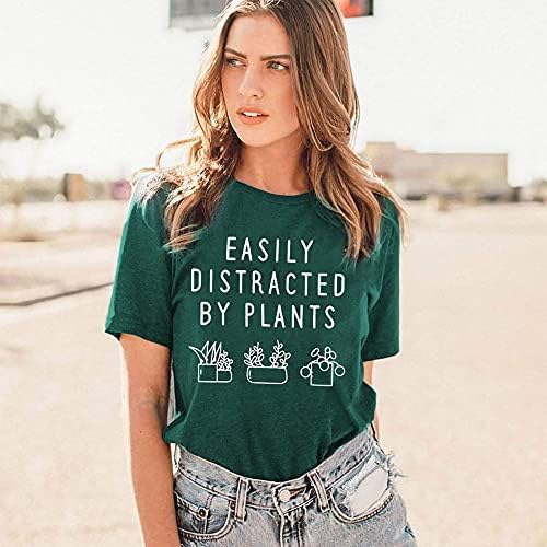 Facilmente distraído por plantas camisa feminina planta camisa gráfica jardinagem tops engraçados