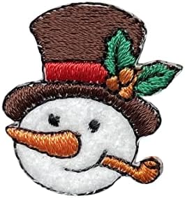Boneco de neve de Natal usando cartola com cuba de milho bordado ferro bordado em patch