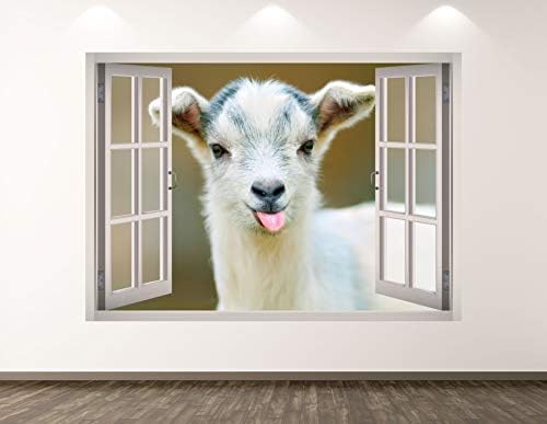 West Mountain Baby Goat Wall Decal de Arte Decoração 3d Janela Ocean Animal Stick Mural Kids Room Presente Personalizado BL185