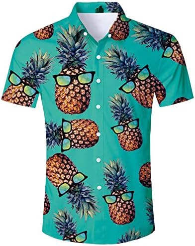 Alisistister massadinhas camisetas de vestido Button Down Down Down 3D Pattern Hawaiian Summer Holiday Beach Tops