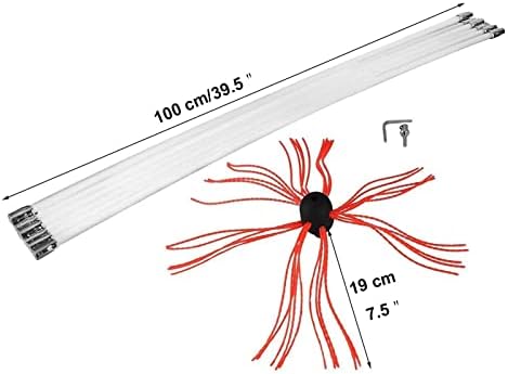 Kit de varredura de chaminé Kit de varredura de chaminé de 26 pés, kit de limpeza de chaminés, se estende até 26 pés, limpador de chaminé, ferramentas de limpeza de chaminés com brecha de chaminé, 8/8/10/12 hastes de chaminés flexíveis (cor: laranja,